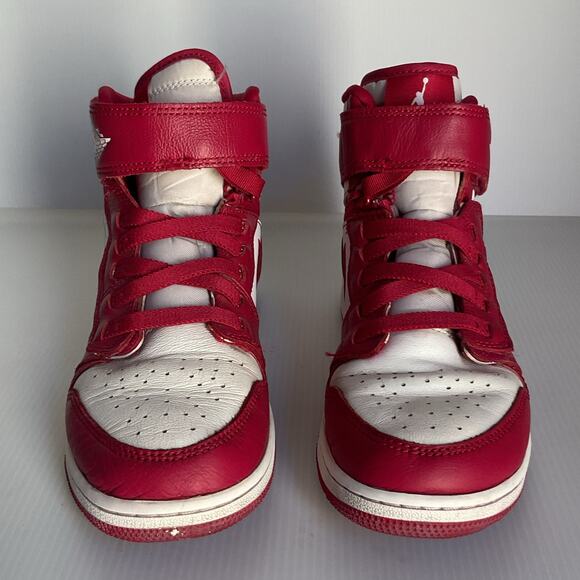 Nike Air Jordan 1 Mid SE Red White Boys Size 5Y DC7986-607 Velcro Strap Sneakers - Picture 4 of 9